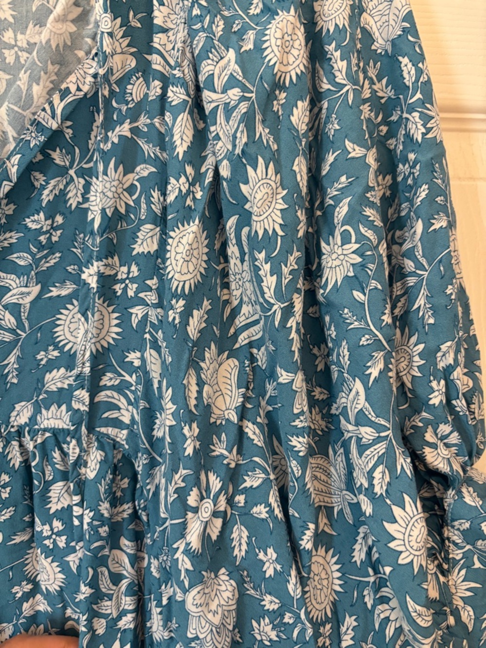 Blue Floral V-Neck Midi Dress - Picture 3 of 5